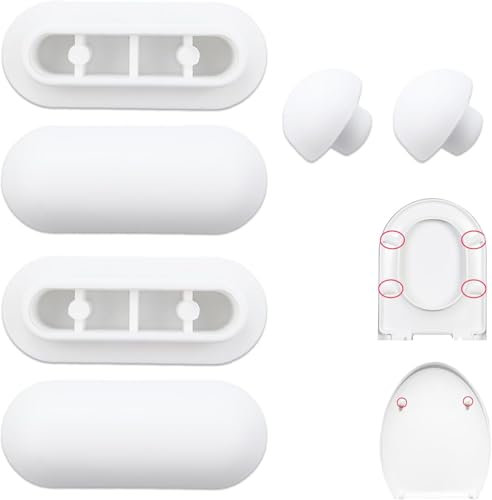 Lot de 6 tampons pour siège de toilette, tampon pour abattant de toilette, butée de couvercle de toilette, entretoise pour siège de toilette, pour la maison, le bureau, l'hôtel (2 ensembles)