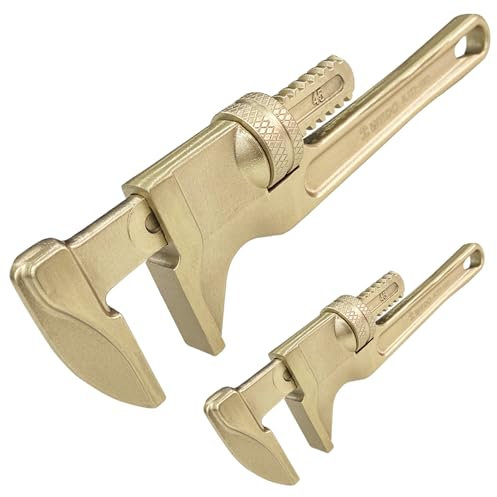WEDO Lot de 2 clés à pipe droites, anti-étincelles, lot de clés robustes de 240 mm, 380 mm, bronze d'aluminium, résistance à la corrosion, certificat BAM et FM, clé de plomberie réglable