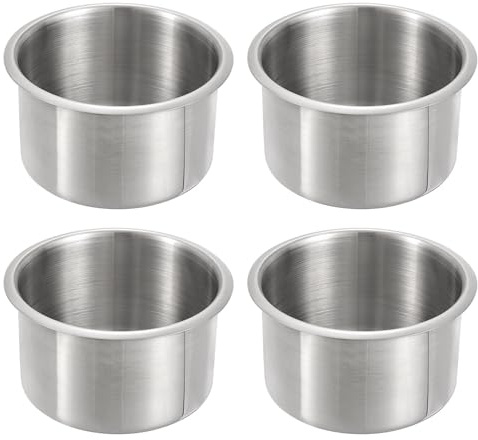 sourcing map 4 Pcs 201 Stainless Steel Drop-in Cup, 2.28 x 4.06 Drink Can Holder Poker Table Cup Holder Insert for Sofa Boat Car Marine, Silver