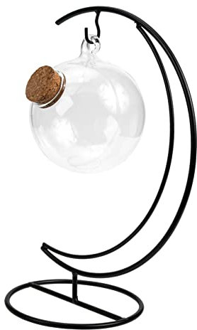 Alipis Landscape Glass Bottles Cork and Iron Moon Stand, 10cm Hanging Wishing Jar Ornament Holder Set Origami Star for Home Decor and