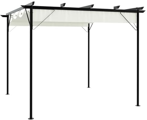 Festnight Pavillon Pergola mit Verstellbares Dach 3x3 m Terassenüberdachung Freistehend Wasserdicht Gartenpavillon mit Sonnenschutz Überdachung Garten Partyzelt Metall Terrasse
