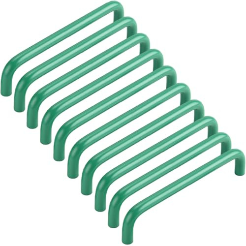 ZESLIV 10 Stück Möbelgriffe, Küchen Schrankgriffe aus Aluminium, Bohrlochabstand 160mm, Grüne Stangengriffe Schubladengriff mit Schrauben für Kinderzimmer Kleiderschrank