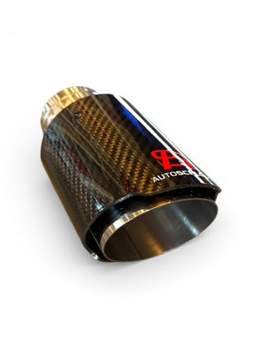 Auspuffspitze Carbon Edelstahl – Einlass 80 mm, Auslass 102 mm, Universal Auspuffblende Schwarz, Sport Endrohr für PKW