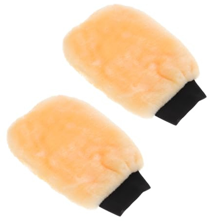 Vaguelly 2pcs Yellow Felt Wash Mitts for Vehicle and Motorcycle Car Washing, Easy to Clean and User-friendly Car Dusting Gloves Suitable for Vehicle Maintenance and Home Use