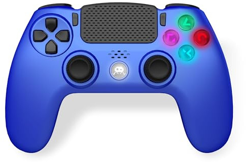 Freaks and Geeks-Mando sin hilo para PS4 con entrada jack para casco - Metal Blue