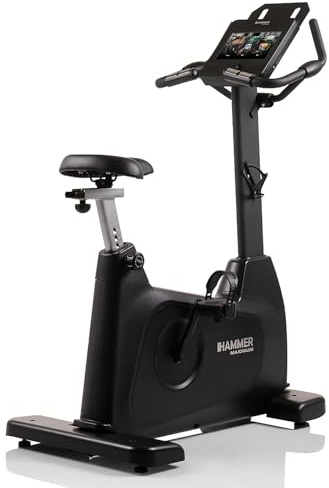 HAMMER Ergometer UB 8000 – leiser Heimtrainer für Zuhause, Apps vorinstalliert Kinomap & Zwift, Touch-Display, 14 kg Schwungmasse, 17 Programme, Hometrainer Fahrrad bis 150 kg