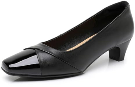 Sekiueo Dam Kitten Heels Fyrkantig Tå Låga Pumps Skor Fest Bröllop Casual Finskor,Black,35 EU