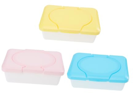 DECOMELODY Dispenser Salviette Umidificate per Ragazzo Ragazza, Custodia Portatile in Pp Resistente, Organizer per Cambio Pannolino, per Culla e Passeggino, Set da 3 Pezzi Colore Casuale