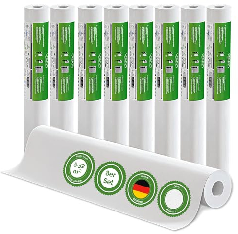 Veluxis Vliestapete Creative 8er-Set Feinputz – 10,05 m × 0,53 m | renoviervlies, überstreichbar, atmungsaktiv, Wandtapete Made in Germany I Veluxis ®