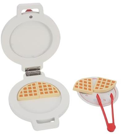 Fockety Wooden Waffle Maker Toy, Kids Kitchen Playset with Lifelike Design for Educational Play, Parent Child Interaction Toddler Pretend Food Cooking Toy for Boys Girls Age 3+