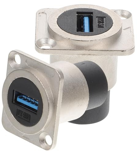HYTROVE 2 Stück USB 3.0 Buchse Schottverbinder Weiblich Weiblich mit Panel Montage aus Metall Undpc für Durchgangsverlängerung in Silber USB Kupplung Unterputz Steckdose