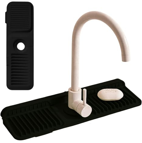Tappetino scolapiatti in silicone, tappetino scolapiatti per rubinetto, tappetino antiscivolo per lavello con paraspruzzi, tagliabile, paraspruzzi per cucina e bagno, protezione per piano di lavoro
