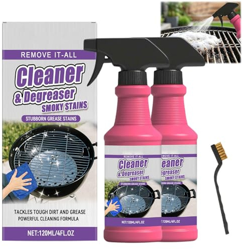 2 Pièces Spray Dégrasseur Pour Gril,120ml Dégraissant Barbecue Grilles de Cuisson, Dégraisseur à pulvérisation De Cuisson Heavys Huile Agent de nettoyage pour les aliments brûlés et la graisse