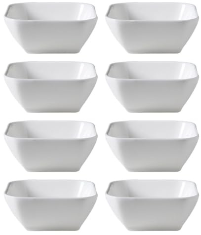PRETYZOOM Set di 8 Ciotole in Ceramica Bianca per Salse e Spezie, Fondo Piatto, per Scuola e Picnic, Design Compatto e Resistente