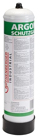 ROTHENBERGER Industrial 100 Prozent Argon | 1 x Schutzgas-Stahl-Einwegflasche 950 ml | Fülldruck 60 bar dadurch 57 Liter Argon | M 10 x 1 | MIG Schweißen 35775