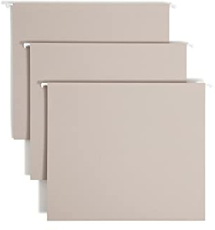 Smead TUFF® Hängande låda bottenmapp med enkel glidflik, 2 cm expansion, 1/3-skuren glidflik, bokstavsstorlek, stålgrå, 18 per låda (64240)