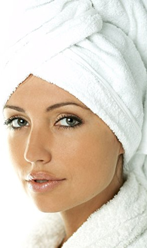 Carenesse Haarturban Baumwolle weiß, Turban Handtuch mit Knopf & Schlaufe | Perfekter Halt durch stabile Knopftechnik, schonend schnelle Trocknung, Plastikfrei & Haarfreundlich