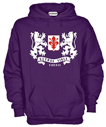Settantallora Felpa Unisex con Cappuccio Viola - Felpa Fiorentina Calcio in Cotone Felpato Garzato - Maglia Invernale Morbida Regular Fit per Uomo e Donna, Sport e Tempo Libero