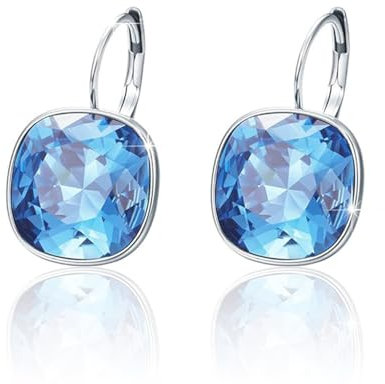 XUPING Kristall Ohrringe für Damen Funkelnde Ohrringe Silber Creolen Hängend Blau Strass Hypoallergenic Jewelry（Blue）