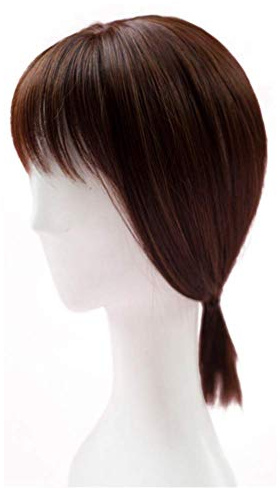 Deckhaar-Teil von Remeehi, glattes, synthetisches, Haarteil zum Reinklemmen, Deckhaar mit Stirnfransen für Frauen