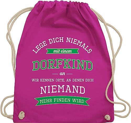 Shirtracer Turnbeutel Rucksack - Sprüche Statement Spruch - Lege dich niemals mit einem Dorfkind an - Unisize - Fuchsia - beutel+rucksack+mit+sprüchen sprueche dorf beutel sprüchen spruechen bauern