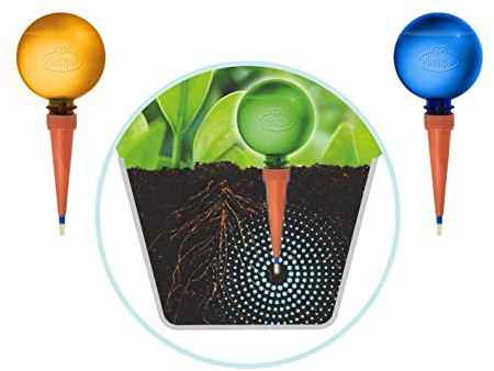 Plantpal Pack of 3 Plant Watering Globes – Automatic Self Watering System for Plants Indoor & Outdoor, Plant Watering Devices, (Blue, Green & Orange) – Intelligent Moisture Sensor