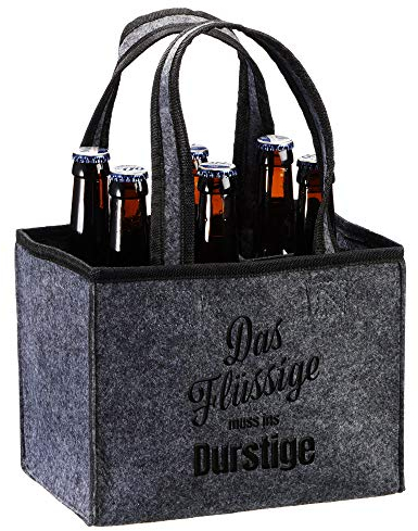 Cepewa Flaschenträger aus Filz Das flüssige muss... Flaschentasche Männerhandtasche für 6 Flaschen 0,33l oder 0,5l