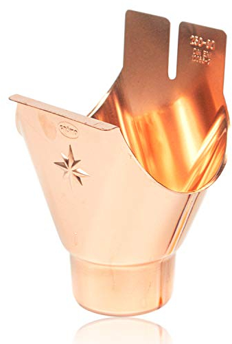 Kupfer Einhangstutzen oval 25/80 für halbrunde Dachrinnen - Rinnenstutzen mit Klemmfeder und Einhängeöse für einfache und schnelle Montage