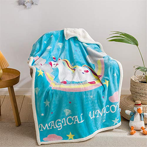 Fansu Manta Bebé Recién Nacido Doble Capa Invierno Cómoda Franela Mantas para Cuna Cama Infantil 4 Estaciones Mantitas Suave Para Niños Niñas (100x140cm,unicornio)
