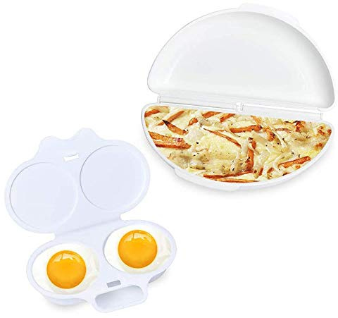 Easy Egg Breakfast Set,Microwave Omelet Pan&Egg Poacher,Easy To Use,White