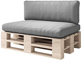 sunnypillow Palettenkissen Outdoor, wasserdicht, UV-lichtecht - 2er Set - Palettenauflage für Palettensofa für Haus, Garten - Palettenpolster für Palettenmöbel - Rückenkissen & Sitzkissen Grau