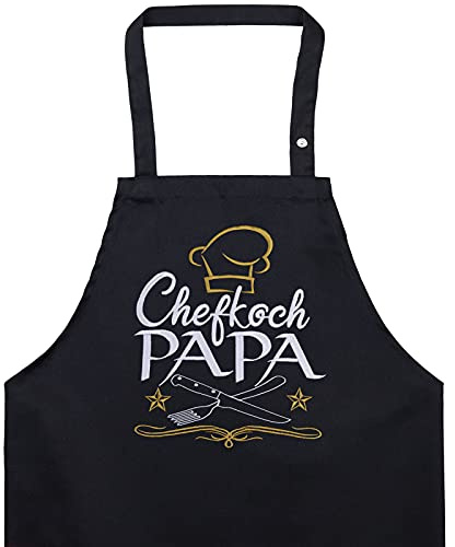 EXPRESS-STICKEREI Schürze PAPA Grill/Koch -Kochschürze mit modernem Design Grillschürze für Männer/Damen Schürze verstellbar mit Tasche - Chef kocht Küchenschürze Herren Latzschürze Vatertag Geschenk