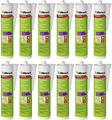 12x Illbruck FA870 Naturstein Silikon Marmorsilikon glänzende Oberfläche 310ml Kartusche (transparent)
