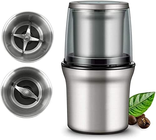 NCRD Molinillo de café eléctrico, Molinillo de Especias 200w eléctrico con Hoja de Acero Inoxidable, tazón extraíble, Molinillo de Frijol de café francés for Especias y Semillas
