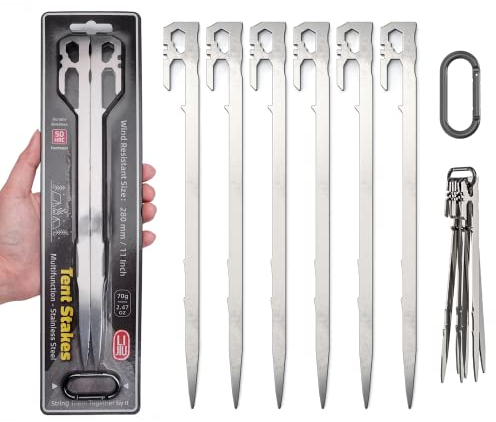 Zeltheringe, Campingzubehör für Zelt, Camper, robuste Bodenpfähle, leichtes Camping-Zubehör, 27,9 cm, 70 g, 6 Stück LI JIU®