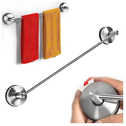 YOHOM 55CM Handtuchhalter Saugnapf Bad Edelstahl Handtuchstange Extra Stark Vakuum Geschirrtuchhalter Saugnapf Badetuchhalter Ohne Bohren Badetuchstange Wandmontage für Küche Badezimmer Gebürstet