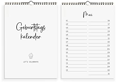 Geburtstagskalender jahresunabhängig immerwährend ohne Wochentage – Ewiger Kalender zum Eintragen von Geburtstagen – Immerwährender Geburtskalender DIN A4