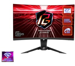 ASRock PG27Q15R2A - Monitor Curvado para Juegos de 68.6 cm PG27F15RS1A, QHD, 165HZ, 1 MS, Antena WiFi