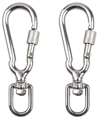UFURMATE Schwenkclip, 2Pcs Edelstahl Leine Swivel Karabinerhaken Verriegelung Hund Leine Schnalle Schnellverschluss Schnalle Anti-Rost-Karabiner-Clips für Hund Walking Camping Rucksack (Silber)