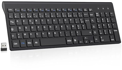 cimetech Clavier sans Fil, Clavier AZERTY Français avec Récepteur Nano USB 2.4GHz Ergonomique Compatible avec Windows/MacOS, Windows PC Laptop - Noir