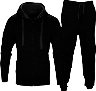 Love My Fashions® Men’s Tracksuit Full Sleeve Contrast Fleece Top & Bottom Cord Set Zipper Hood Jogging Suit Set Plus Sizes