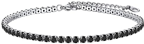 FOCALOOK Tennis Fußkettchen Armband für Frauen Edelstahl Tennis Kette Weiße/Schwarze Zirkonia Fußkette Tennis Armband 21,6CM Fußkettchen Gold Wasserfest Fußkette Modeschmuck Accessoires