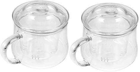 BESTonZON 2pcs Heat-Resistant Glass Tea Cups with Filtering Infuser Transparent Design for Home Office Restaurant Use and Safe Tea Mugs