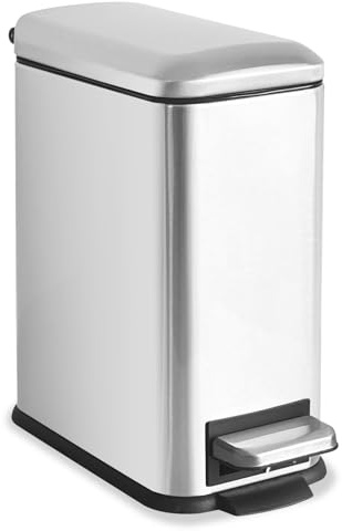 JM ·YIPENG Kosmetikeimer Bad 5L Tretmülleimer mit Deckel, Edelstahl, Silber | Mülleimer Bad 5L, Stahl, Mülleimer Schmal, Mit Inneneimer Abfallbehälter, Soft Close, Fürs Bad,Schlafzimmer,Lernzimmer