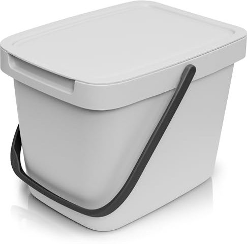 YourCasa Biomülleimer Küche - 6L Komposteimer Küche für alltäglichen Biomüll Behälter - Kompostbehälter mit Deckel zum einhängen Bio Eimer Mülleimer Müll Geruchsdicht Bio Mülleimer Küche klein (Grau)