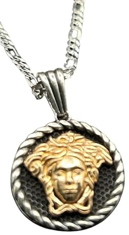 Generisch Medusa & 55 cm 3 mm Figaro Kette 925 Sterling Silber Medusa Kopf Anhänger mit Halskette Geschenkidee Geschenke