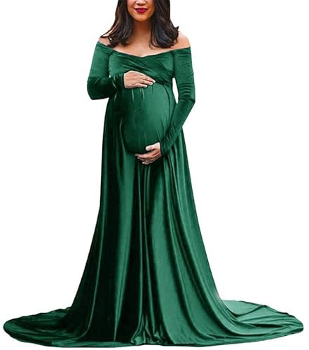 LAEMILIA Robe Grossesse Shooting Photo Maternité Soiree Hiver Robe Enceinte en Velours Vetement Grande Taille Photographie Cérémonie Cocktail S-XL
