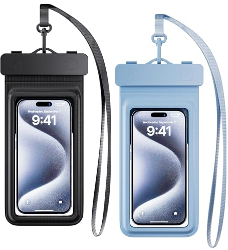 TUSEASY wasserdichte Handyhülle 2 Stück, IPX8 Unterwasser Handytasche Wasserdicht, Wasserfeste Handy Hülle für iPhone 15 14 13 12 11 Pro Max Plus Samsung Xiaomi bis zu 7 Zoll, Urlaub Zubehör