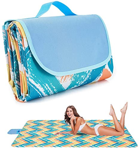 Campingdecke, 145 cm x 200 cm, wasserdicht, Picknick-Matte, Camping, Strandmatte, kariert, tragbar, Wandern, Reisen, Schlafdecke, faltbarer Grasland-Teppich