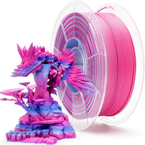 ZIRO Matt Multicolor PLA Filament 1KG, Matte Regenbogen 3D Drucker Filament | Mehrfarbig Mattes PLA 1.75mm, Maßgenauigkeit +/-0.03mm, Passend für Die Meisten 3D Drucker, Verträumte Dämmerung